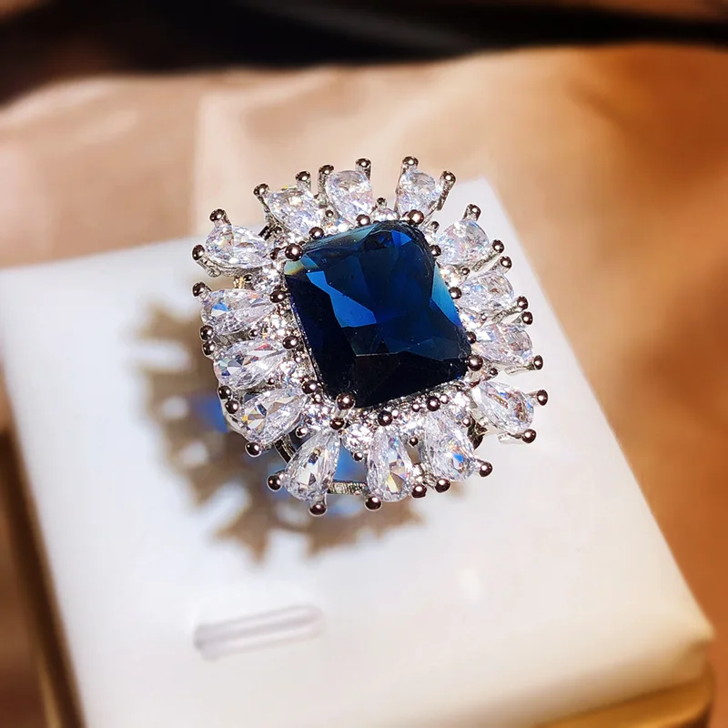 

S925 Sterling Silver Pure Sapphire Ring for Women Fine Wedding Bands Silver 925 Jewelry Natural Sapphire Gemstone Jewellry Rings