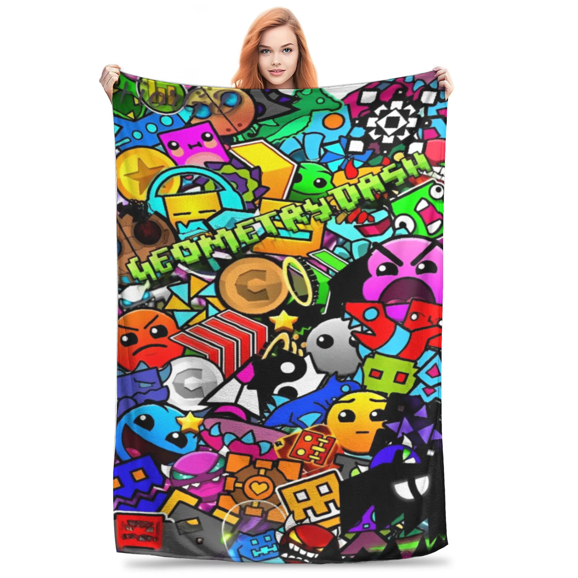 Геометрическое одеяло для видеоигр ультрамягкое бархатное в подарок