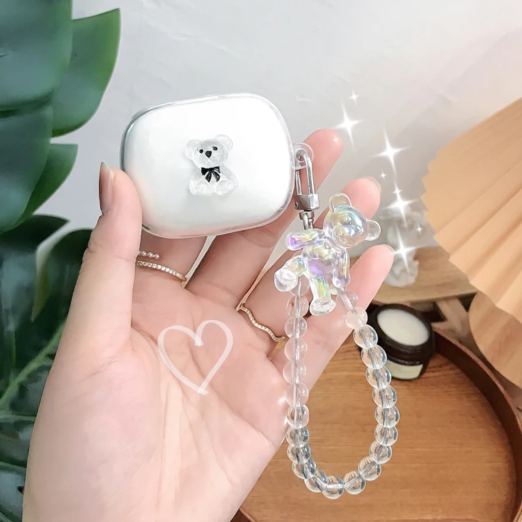 

Чехол для oneplus Buds Pro, прозрачный силиконовый чехол с милым медведем и подвеской для наушников OnePlus 9 /7 Pro/8 Pro, чехол для телефона