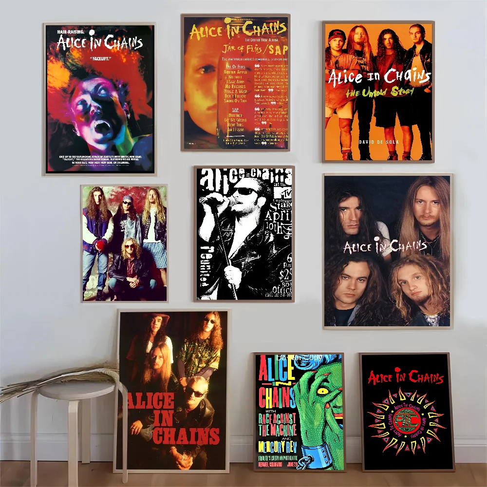 A-alice I-in C-chains Ретро Стиль Плакат Наклейки Hd Качественный Клей Изображение Для