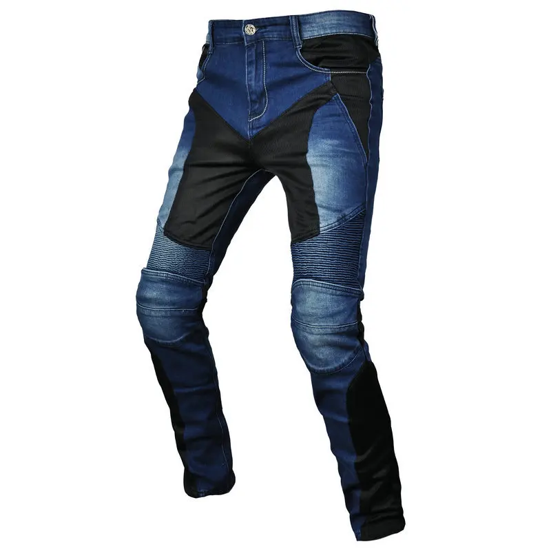 LOMENG Motorcycle Riding Jeans Summer Motorbike Pants Breathable Protective Trousers CE Removable Armored for Men LM114-5