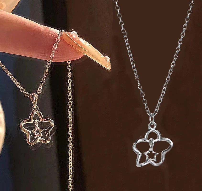 

Stars Pendant Necklace Simple Vintage Gothic Y2k Fashion Necklace for Women Party Girls Jewelry Gift Cute Hollow Out Accessories