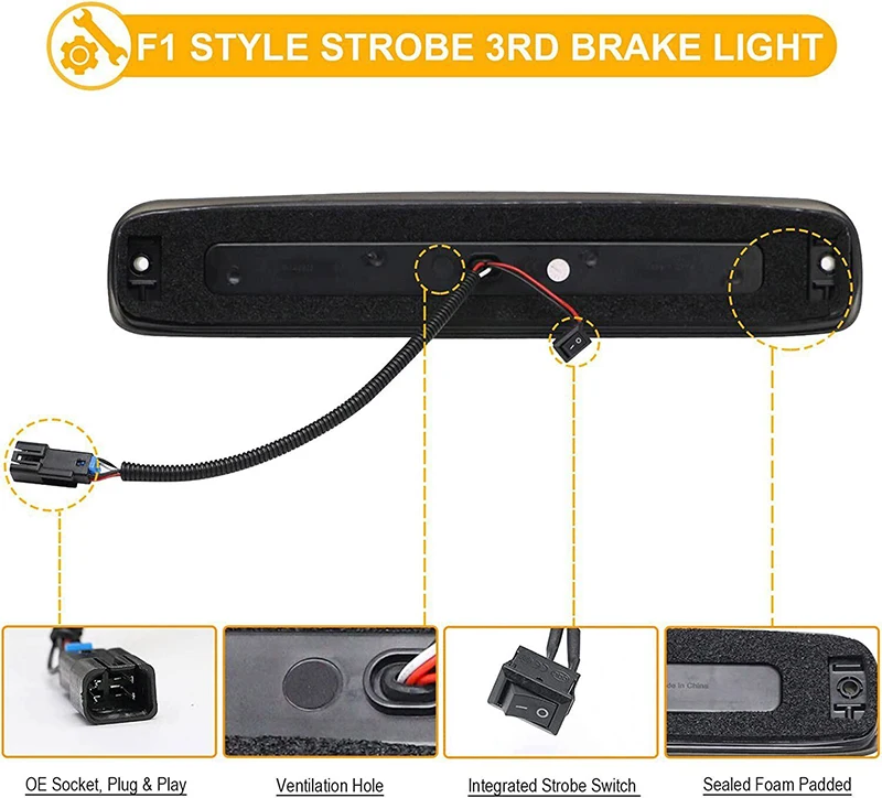 Красный и светодиодный задний фонарь с высоким креплением третьего тормоза