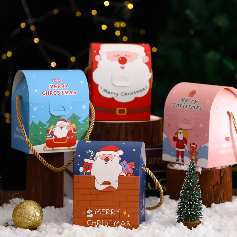 

6pcs Merry Christmas Boxes For Cookie Candy Chocolate Packaging Kids Santa Claus Favors Xmas Nougat New Year Party