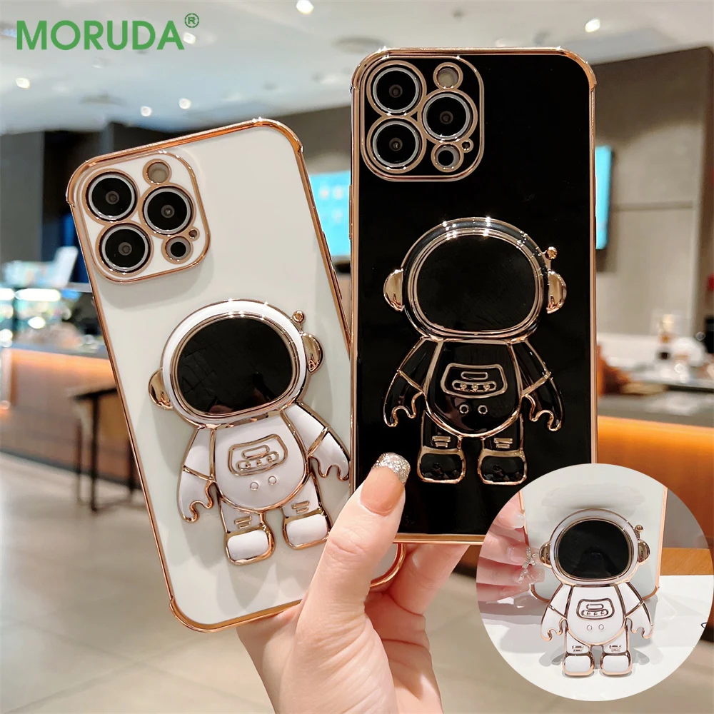 

Роскошный чехол-подставка с 3D астронавтом для iPhone 13 12 Pro Max Mini 7 8 Plus 11 Pro Xs Max XR X, защитный чехол для объектива, мягкий чехол