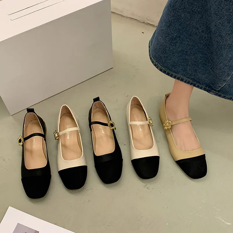 

2023 Spring New Women Flat Shoes Fashion Shallow Buckle Ladies Soft Casual Ballet Shoes Mix Colors Dress Baller Shoes