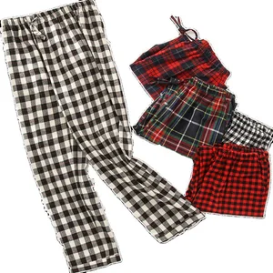 Imported Plaid Design Warm Winter Sleeping Pants for Women's Cotton Flannel Long Trousers Homewear Lounge Wea