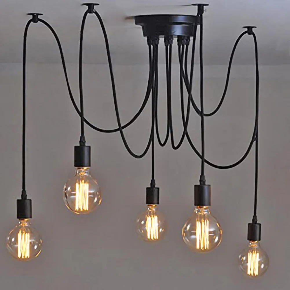 

Retro Industrial Style Ceiling Lamp E27 Edison Light Bulb Hanging Spider Light Vintage Pendant Light Metal Lamp