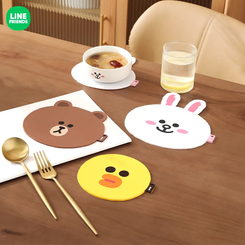

Cartoon Brown Bear Insulation Placemat Kawaii Anime Sally Cony Table Silicone Thicken Durable Waterproof Tablecloth Line Friends