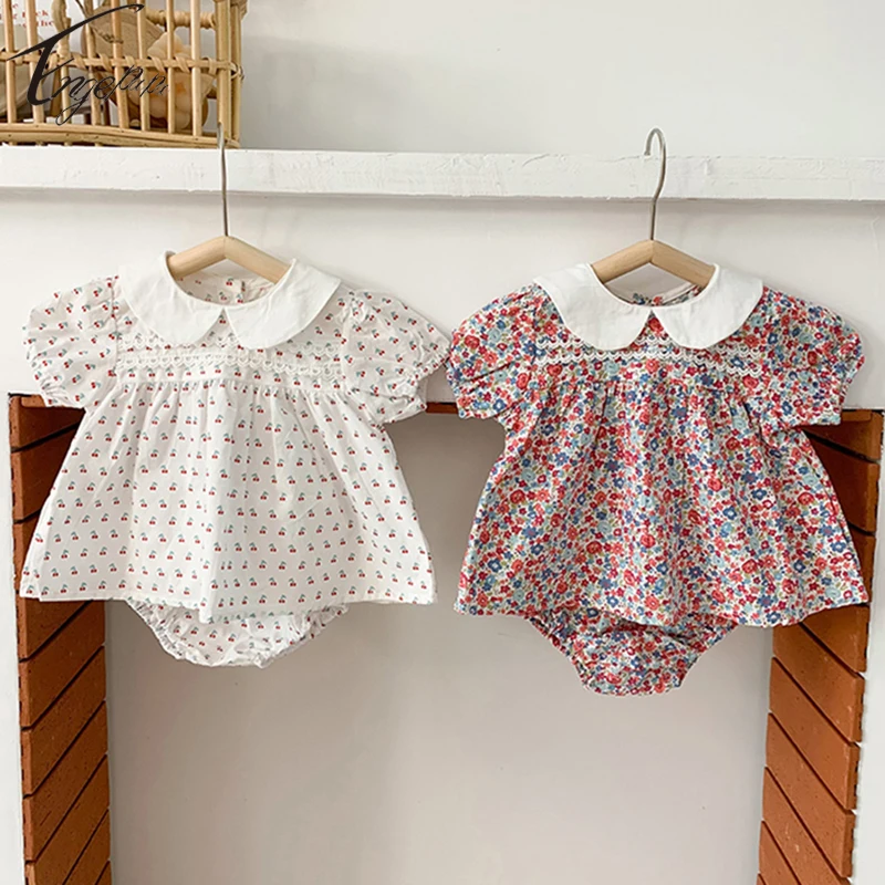 

Toddler Girls Floral Printed Suit Girls Short Sleeves Top+Bread Shorts Set Girls Casual Flowers Suit Summer Clothing 0-3Yrs