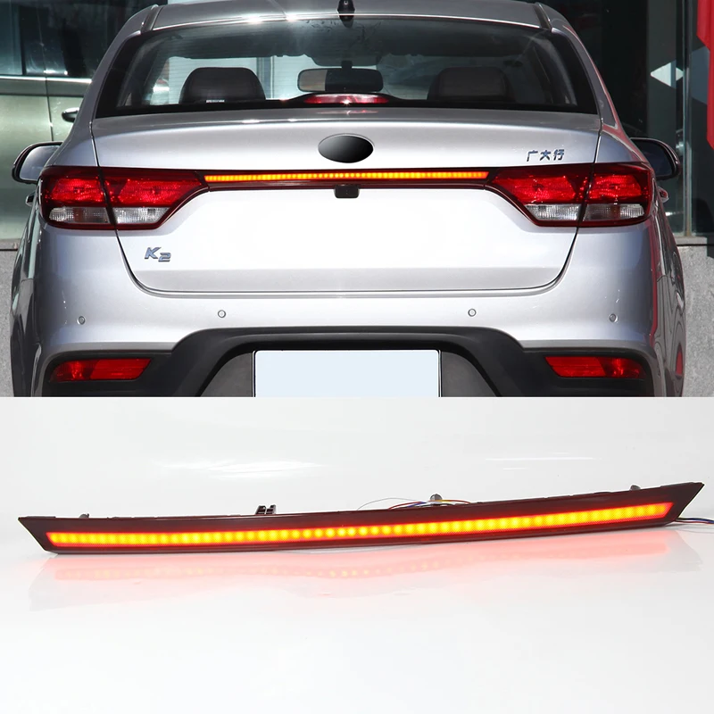 Rear Bumper Trunk Tail Light For Kia Rio 4 Sedan 2017-2020 Car LED Rear Running Light Brake Dynamic Turn Signal Reflector