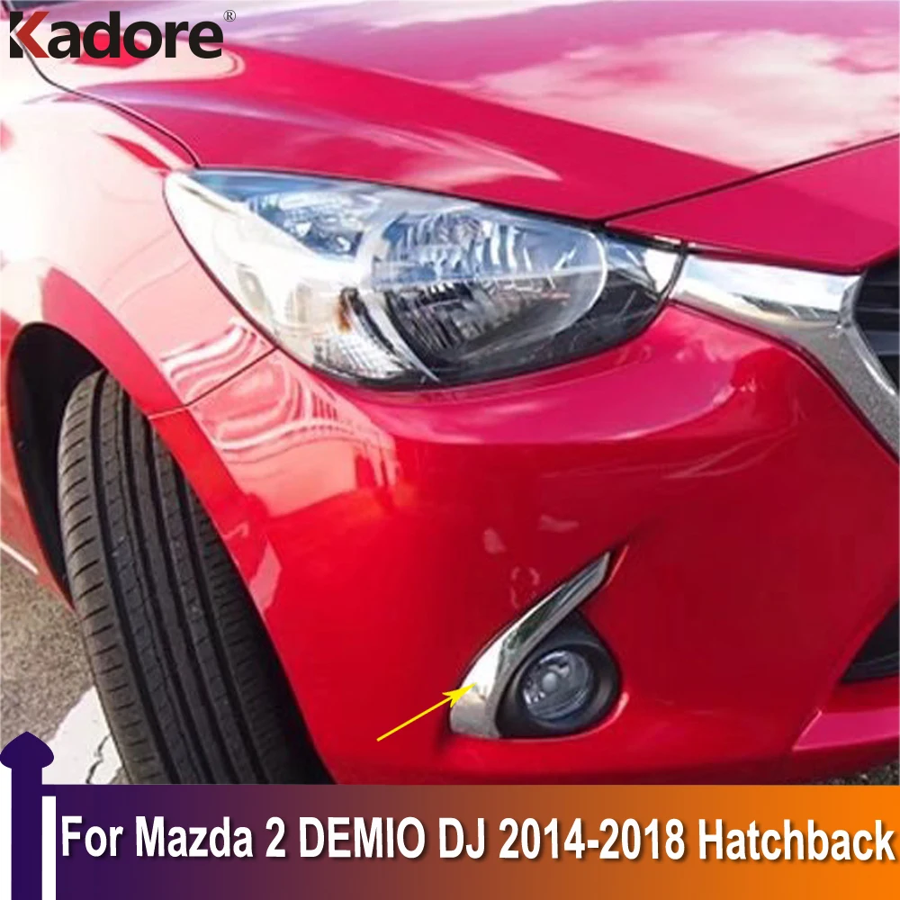 

Для Mazda 2 DEMIO DJ хэтчбек 2014-2017 2018 Хромированная передняя противотуманная фара крышка бровей противотумансветильник ры веки отделка гарнир акс...