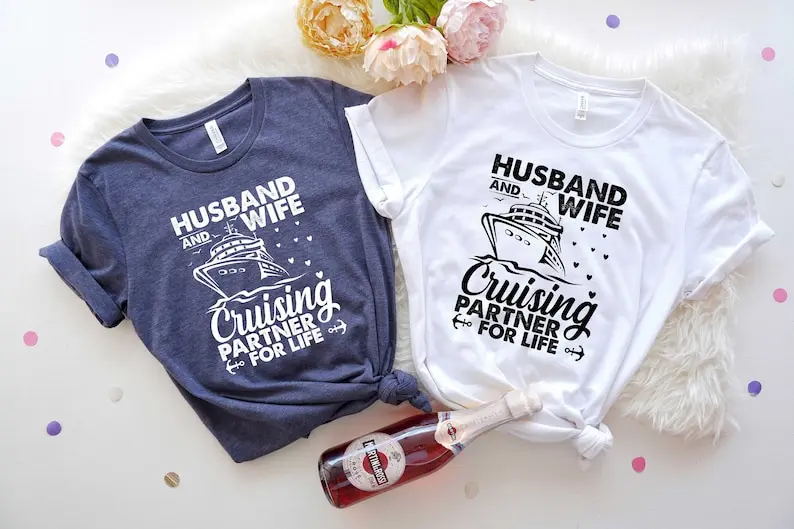 

Husband And Wife Shirt, Husband And Wife Cruising Partners For Life Cruise Vacation Cruise Husband Wife Couple 100% cctton goth