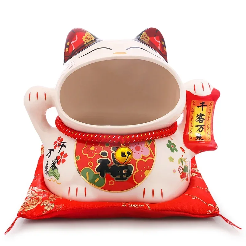 Фото 8-дюймовая керамическая коробка конфет Maneki Neko Lucky Cat, копилка, копилка для хранения кошек, банка для закусок №3