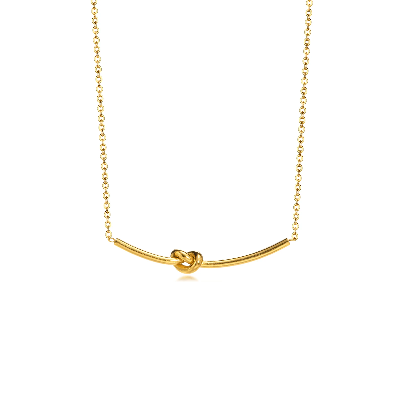 

Chic Wish Knot Charm Necklaces for Women Girls Birthday Gift Jewelry, Gold Color Stainless Steel Tie Pendant Collar