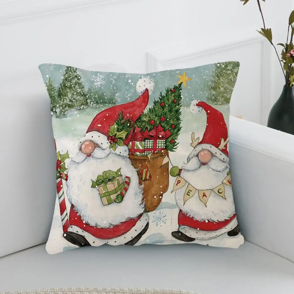 

Fashion Cushion Cover Square Throw Pillow Case Breathable Snowman Pattern Cushion Cover Home Festival Decor Decorative