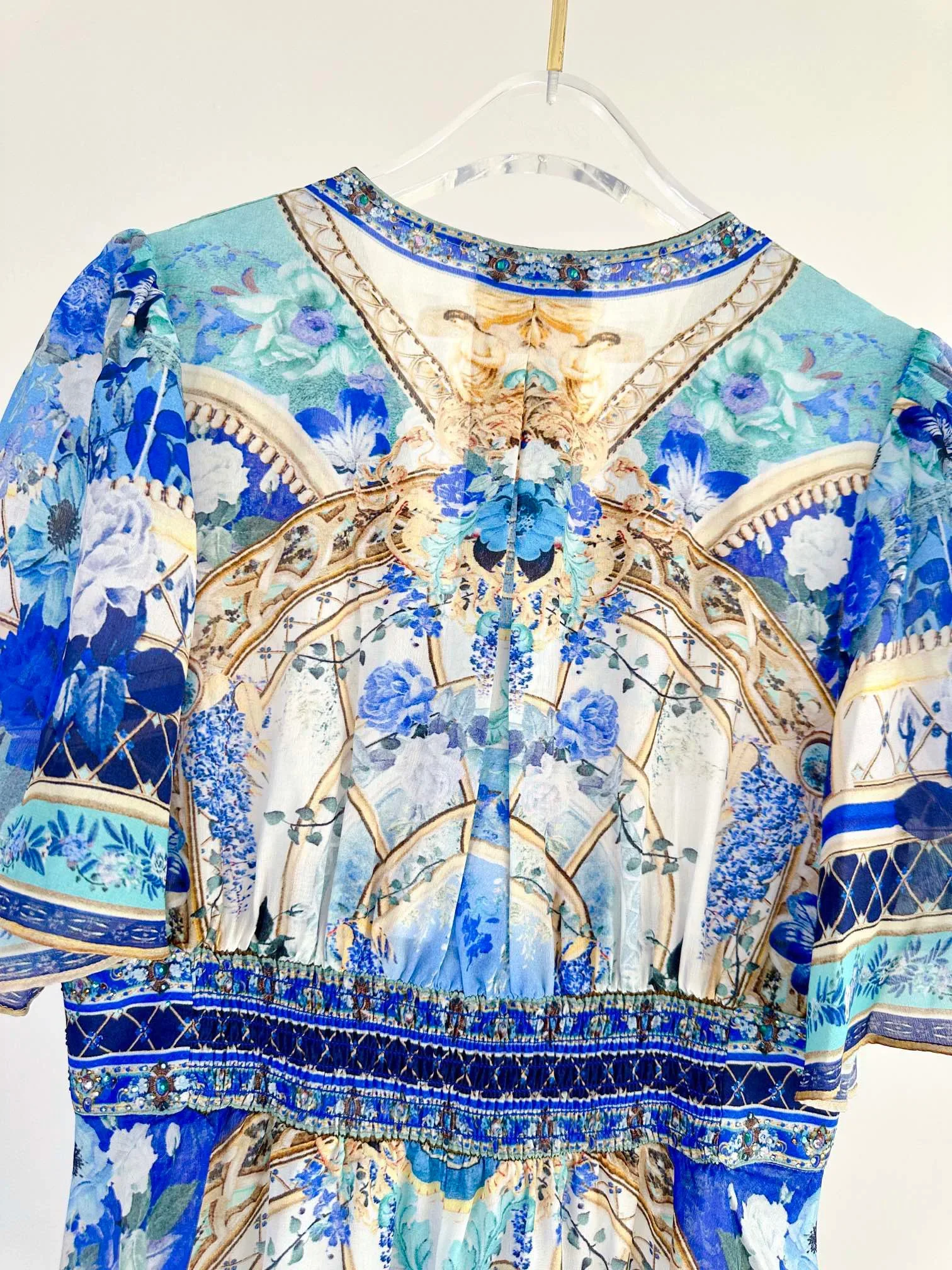 Женское длинное шелковое платье Элегантное синее с глубоким V-образным вырезом и