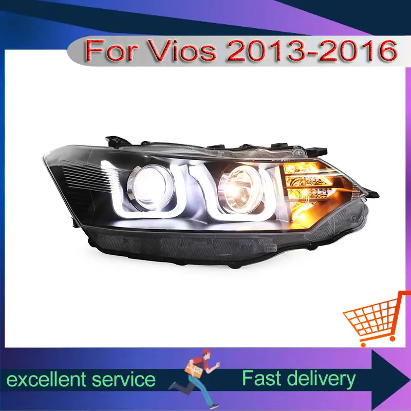 Модифицирующая автомобильная фара для Toyota Vios 2013-2016 сборка со светодиодной