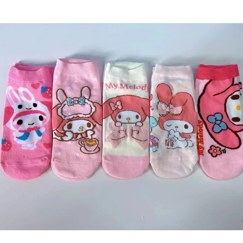 5 пар милых дневных носков милые Мультяшные лодочки My Melody невидимые