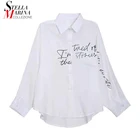 * Осенние женские черные белые повседневные блузки с длинным рукавом с буквенным принтом, хипстерская женская рубашка большого размера J21525