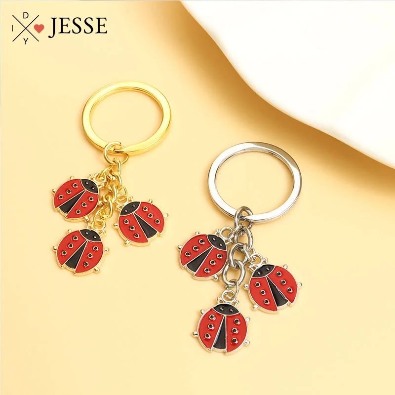 

Funny Enamel Red Ladybug Pendant Keychain Cute Insect Alloy Keyring Bag Car Key Holder Jewelry for Women Friend Gift Accessories