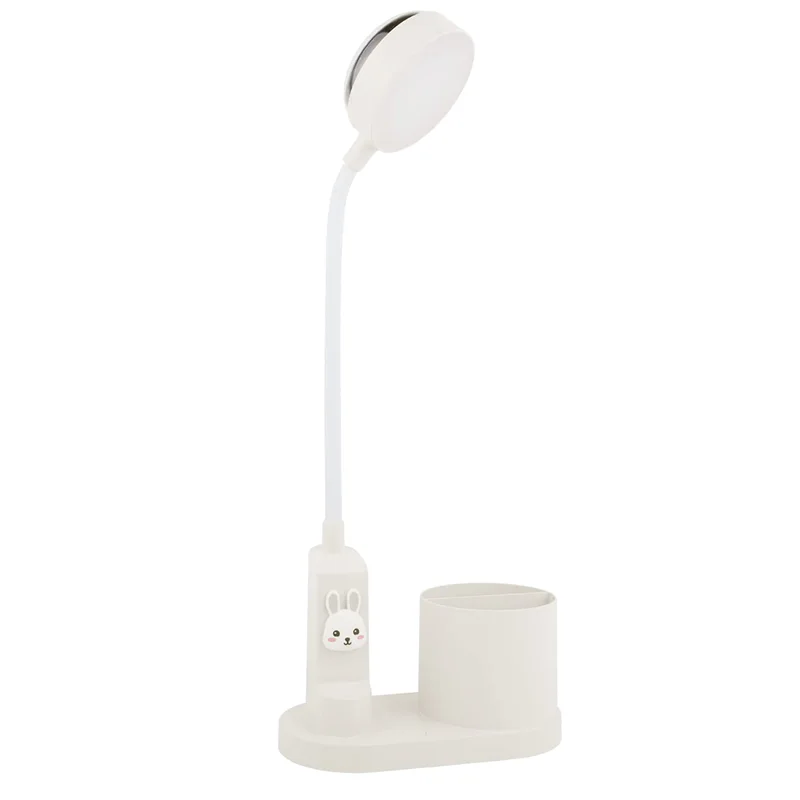 

Настольная лампа для детей, прикроватная лампа с держателем для ручек, автоматическая меняющая цвет Настольная лампа с регулируемой яркостью, лампа для чтения для детей (белая)