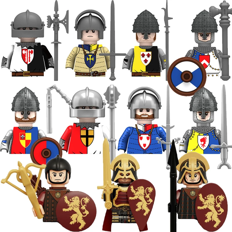 

Medieval Military Figure Building Block Lionheart Hospital Teutonic Knight Rose War Army Soldier Castle Accessorie Weapon Bricks