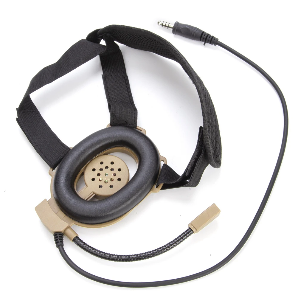 Brown HD01 for Tactical Bowman Elite II Radio Headset Earpiece Microphone For Two Way Radio walkie talkie