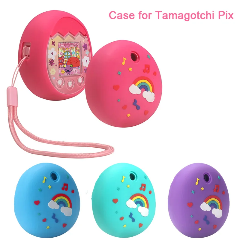 

Silicone Cover Case With Finger Lanyard for Tamagotchi Pix Pink Purple Blue Green Birthday Gifts For Kids（Only Cover）