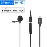 boya by m2 professional ios lavalier lapel cardioid mini 6m cable microphone for ipad iphone ipod live sreaming blogger youtube