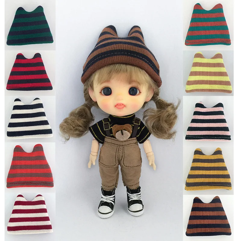 

D04-A006 children handmade toy 1/12 ob11 Doll BJD/SD GSC doll Accessories colorful striped cute hat 1pcs