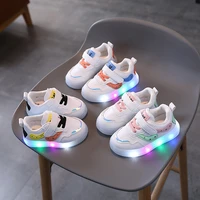 light up baby and toddler girls casual shoes spring autumn children pu skate shoes kids jelly sole luminous casual sports shoes