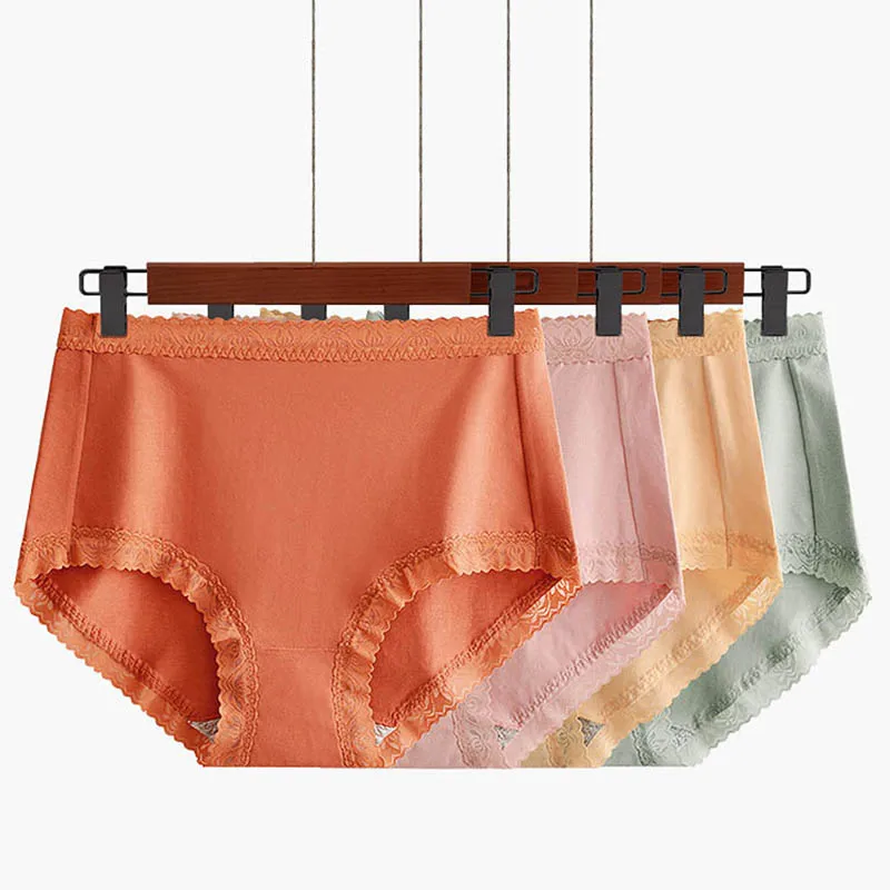 

Women's Lingerie Seamless Cotton Briefs High Waist Panties Breathable Underpants Feamale Intimates M~4XL Antibacterial Underwear