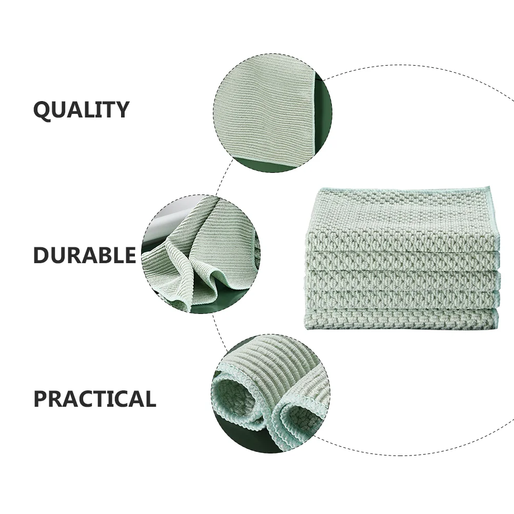 5 шт. кухонная тряпка для мытья посуды чистый полиэстер удобные полотенца чистки