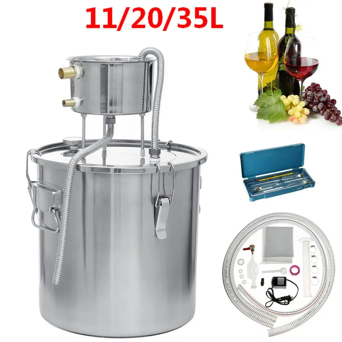 11L 35L Still Distiller Brewing Machine Alcohol DIY Moonshine Equipment Stainless Steel for Whisky Wine Beer Dispenser