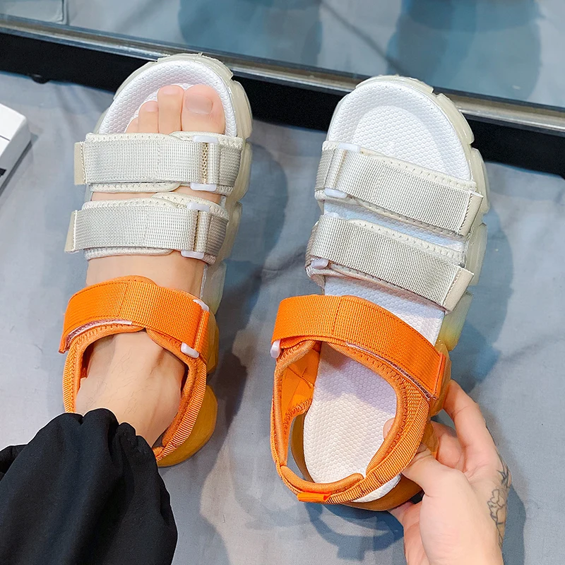 Mens Mesh Sandals Summer Male Shoes Air Cushion Men Platform Outdoor Breathable Casual Hook &amp Loop Sneakers Footwear