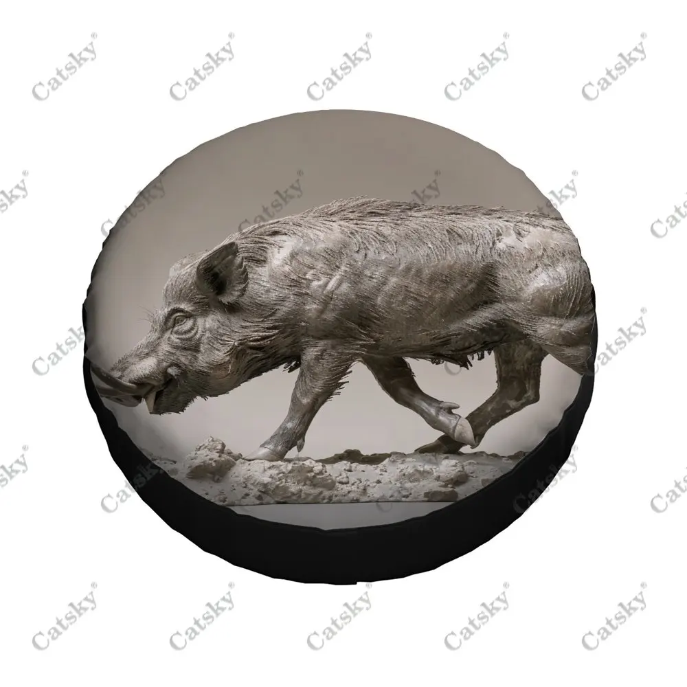 Универсальный автомобильный чехол для запасного колеса с принтом дикого кабана