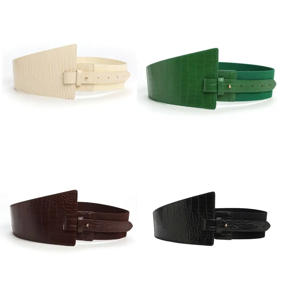 

Crocodile Pattern Adjustable Waistband Wide Belt Elastic Belt Women Waist Belt Waist Corset Belts Elastic Cummerbunds