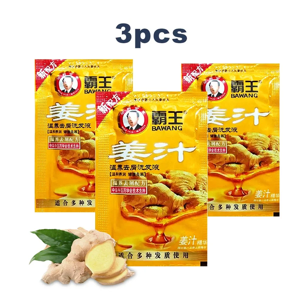 

3pcs BAWANG professional anti-dandruff Hair Loss Treatment Growth Hair care Ginger Shampoo travel portable bag disposable 8ml/p