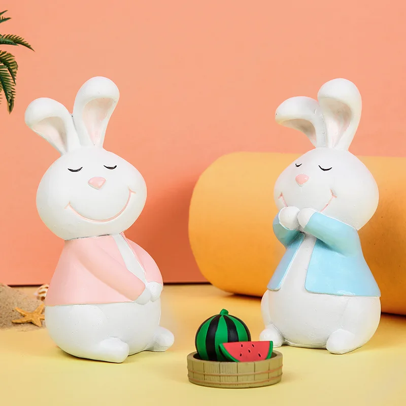 

Creative cartoon cute rabbit small ornaments, doll small animals, handmade children's room table decorations, internet