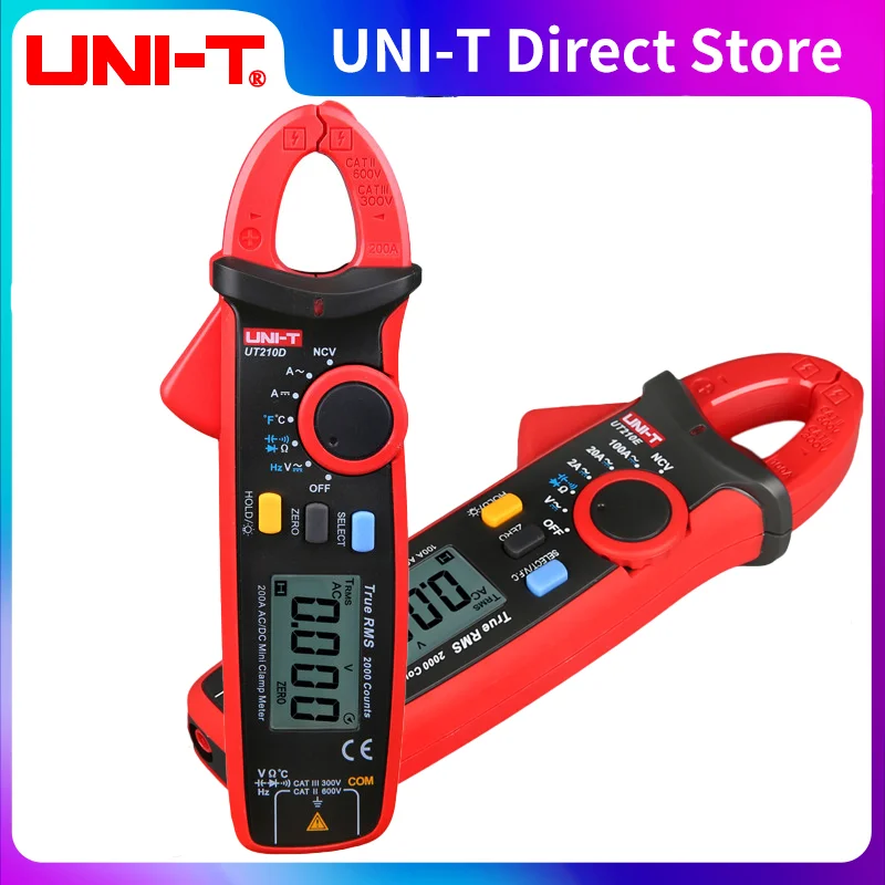 

UNI-T UT210D Digital Clamp Meter True RMS Voltage Resistance Capacitance Multimeter Temperature Measure Auto Range Electrical