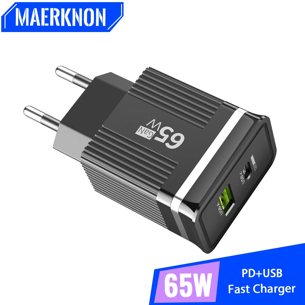 

PD 65W GaN QC3.0 Fast Charging Usb C Charger For Xiaomi iPhone 14 Samsung Huawei EU/US Plug Mobile Phones Adapter Wall Charger