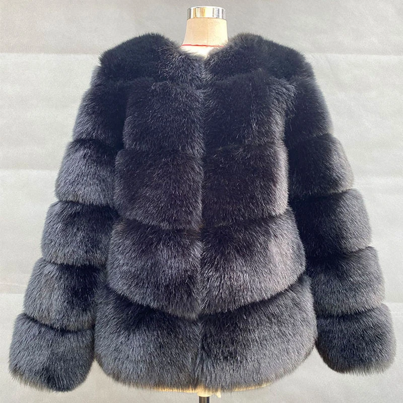 Fashion Winter Jackets Women Warm Fur Coats High Quality Women Faux Fox Fur Coat Office Lady Winter Thick Warm Fluffy Jacket