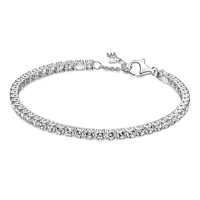 authentic 925 sterling silver sparkling tennis with crystal bracelet bangle fit women bead charm diy pandora jewelry