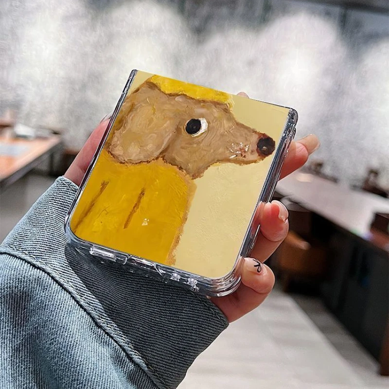 Прозрачный чехол с забавным мультяшным коричневой собакой для Samsung Galaxy Z Flip 6 ZFlip5 5G