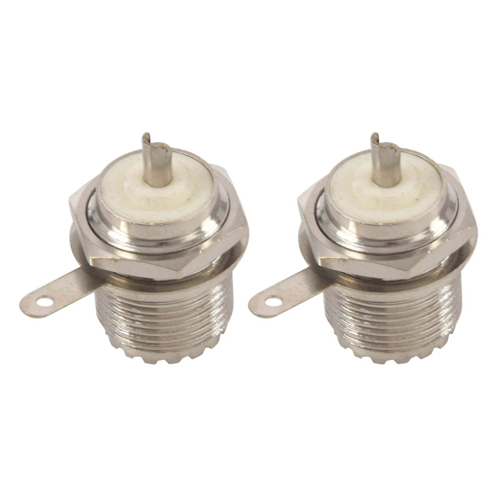 

2X UHF Female SO239 Jack Bulkhead Solder Panel Mount RF Straight Connector,silver