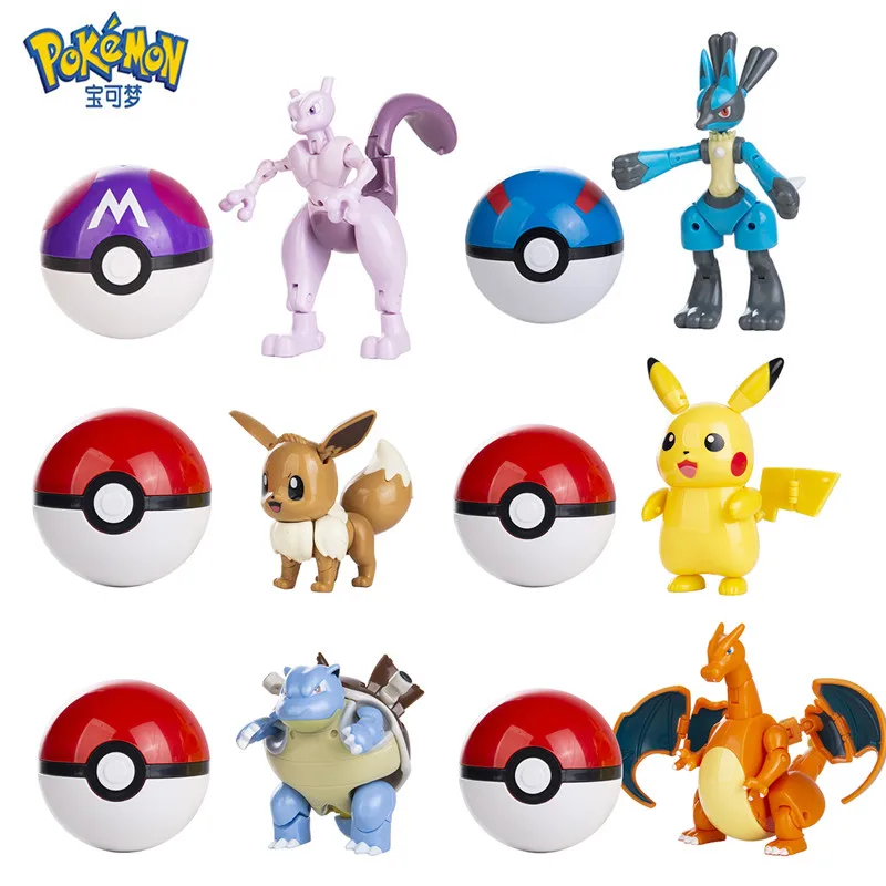 Pocket Monster Action Deformation Pokeball Toy Figures Model Gifts