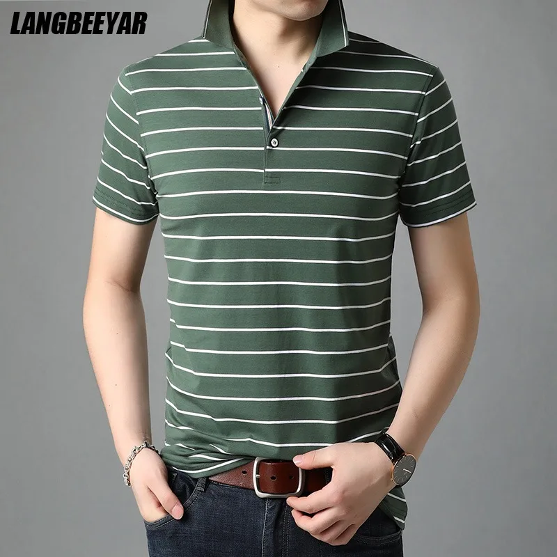 

95% Cotton Top Grade New Summer Brand Designer Polo Shirts For Men Short Sleeve Striped Casual Tops Fashions Mens Clothes