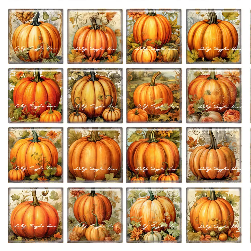 10 шт./лот осень День благодарения Тыква листья фото стекло кабошон шармы