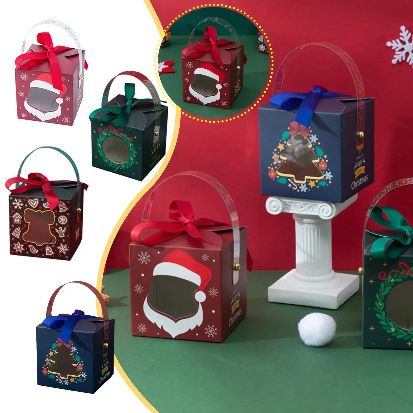 

Christmas Kraft Paper Gift Box Santa Claus Cookies Boxes Candy Year Navidad Packaging Party Favors Portable Xmas Decoration C4s9